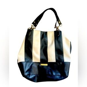 Christian Sariano  Trending Black & White Bold Vertical Stripe Handbag Purse